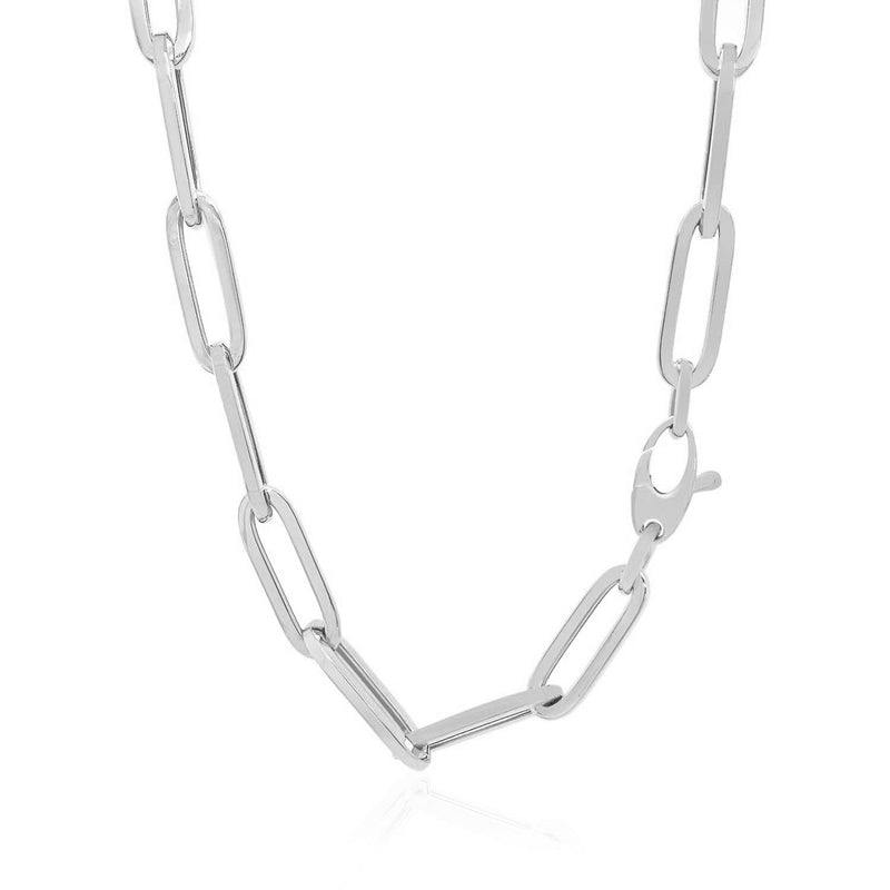 Bids.com 14K White Gold Wide Paperclip Chain (6.1mm) Necklaces