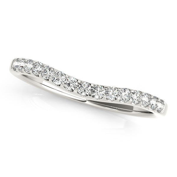 Bids.com 14k White Gold Round Pave Setting Curvy Diamond Wedding Band (1/4 cttw) Rings