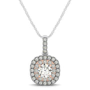 Bids.com 14k White And Rose Gold Cushion Shape Halo Diamond Pendant (1/2 cttw) Necklaces