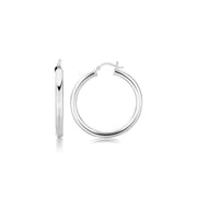 Bids.com Sterling Silver Thick Rhodium Plated Polished Hoop Style Earrings (35mm) Earrings