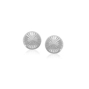 Bids.com 14k White Gold Textured Flat Style Stud Earrings Earrings