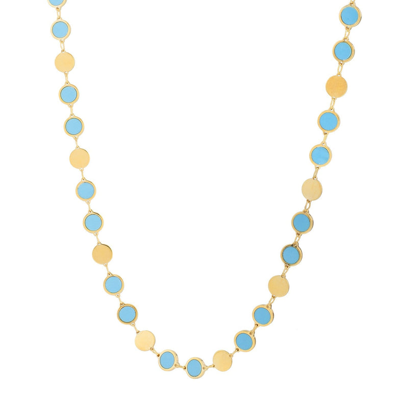 Bids.com 14k Yellow Gold Turquoise Geometric Mirror Gem Chain Necklace (5.00 mm) Necklaces