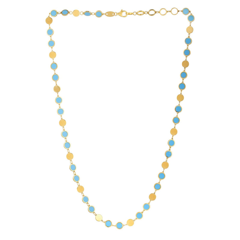 Bids.com 14k Yellow Gold Turquoise Geometric Mirror Gem Chain Necklace (5.00 mm) Necklaces