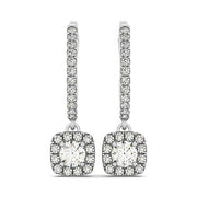 Bids.com Cushion Shape Halo Style Diamond Drop Earrings in 14k White Gold (1/2 cttw) Earrings