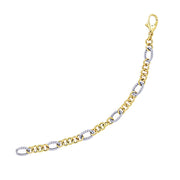 Bids.com 14k Two-Tone Gold Rope Motif Oval and Round Link Chain Bracelet Bracelets