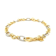 Bids.com 14k Two-Tone Gold Rope Motif Oval and Round Link Chain Bracelet Bracelets