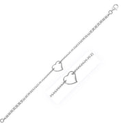 Bids.com 14k White Gold Cable Chain Anklet with Open Heart Station Accessories