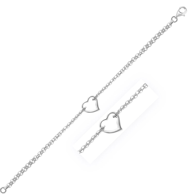 Bids.com 14k White Gold Cable Chain Anklet with Open Heart Station Accessories
