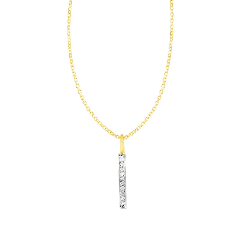 Bids.com 14k Yellow Gold Bar Pendant with Diamonds Pendants