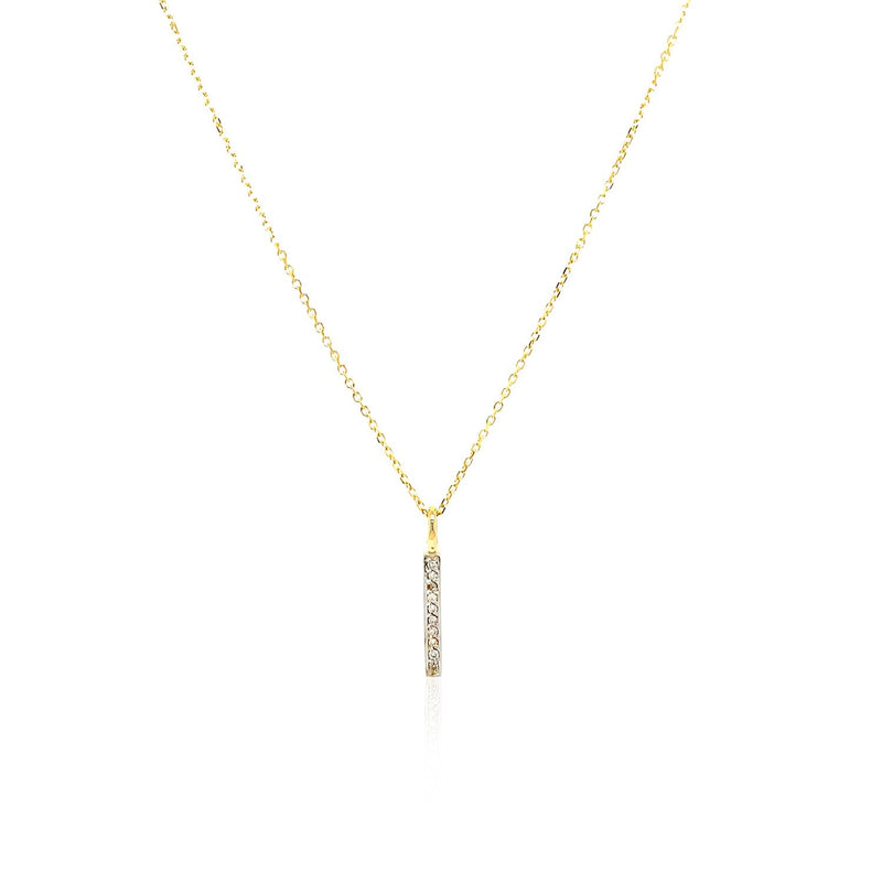 Bids.com 14k Yellow Gold Bar Pendant with Diamonds Pendants