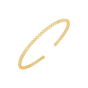 Bids.com 14k Yellow Gold High Polish Bead Cuff Bangle (3mm) Bracelets