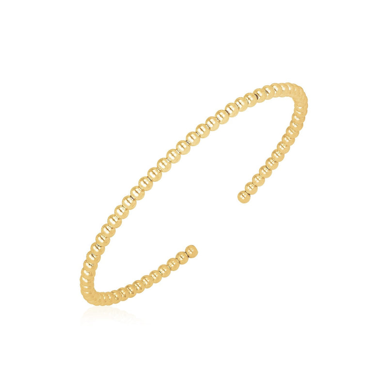 Bids.com 14k Yellow Gold High Polish Bead Cuff Bangle (3mm) Bracelets