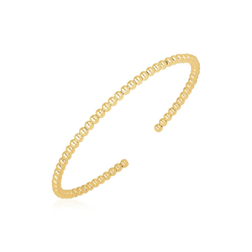 Bids.com 14k Yellow Gold High Polish Bead Cuff Bangle (3mm) Bracelets