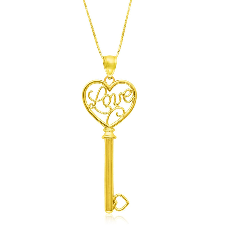 Bids.com 14k Yellow Gold Skeleton Key Style LOVE Pendant Pendants