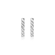 Bids.com 14k White Gold Textured Bar Earrings Earrings