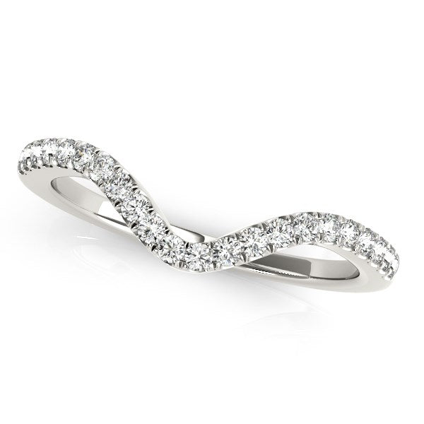Bids.com 14k White Gold Wavy Design Round Diamond Wedding Ring (1/6 cttw) Rings
