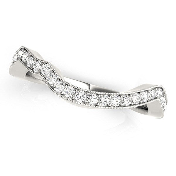 Bids.com 14k White Gold Milgrained Curve Style Diamond Wedding Band (1/5 cttw) Rings