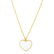 Bids.com 14k Yellow Gold High Polish Heart Pearl Paste Necklace Necklaces