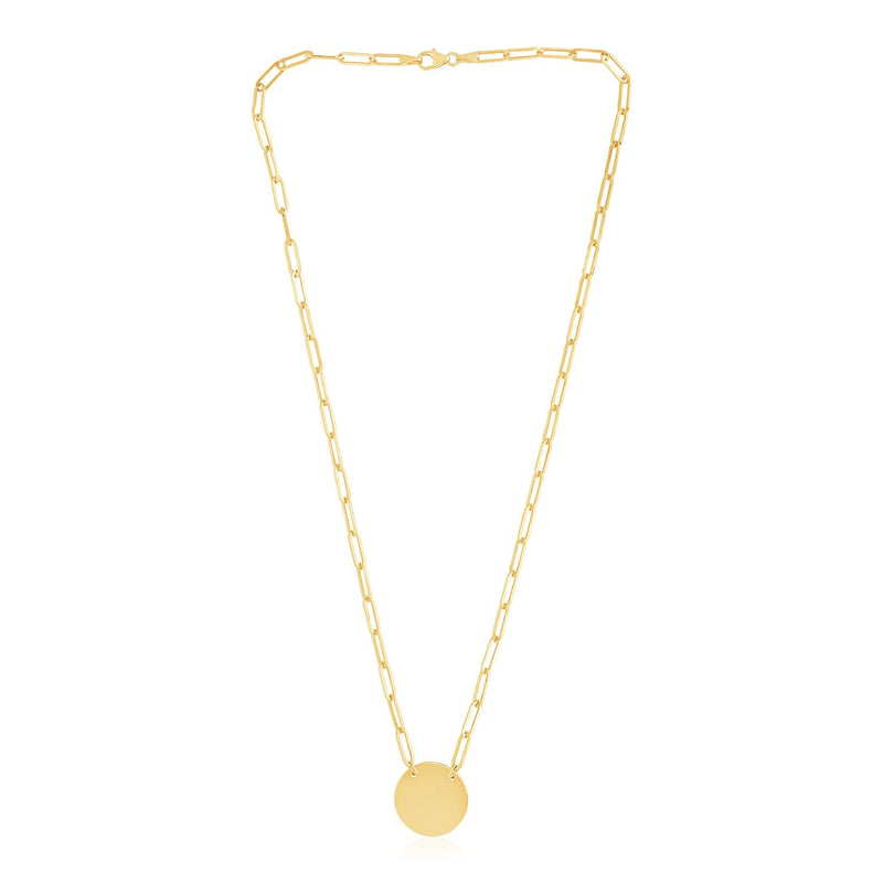 Bids.com 14k Yellow Gold High Polish Circle Disc Paperclip Link Necklace Necklaces