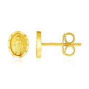 Bids.com 14k Yellow Gold Oval Religious Medallion Post Earrings Earrings