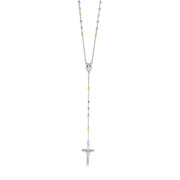 Bids.com Three Toned Rosary Chain and Bead Necklace in Sterling Silver Necklaces