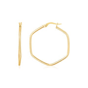 Bids.com 14K Yellow Gold Hexagon Hoop Rounded Edge Earrings Earrings