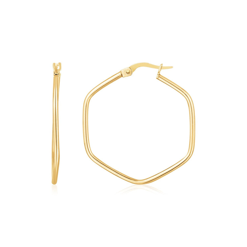 Bids.com 14K Yellow Gold Hexagon Hoop Rounded Edge Earrings Earrings