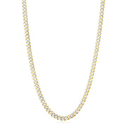 Bids.com 14k Yellow Gold White Pave High Polish Modern Lite Miami Cuban Chain (6.5mm) Necklaces