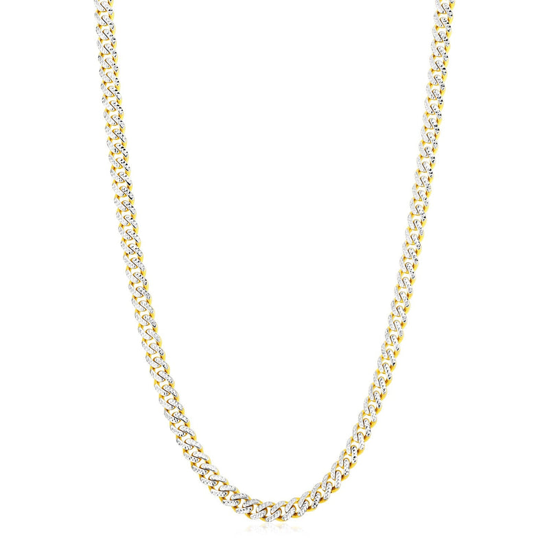 Bids.com 14k Yellow Gold White Pave High Polish Modern Lite Miami Cuban Chain (6.5mm) Necklaces