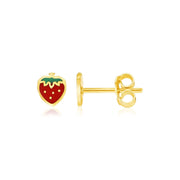 Bids.com 14k Yellow Gold Enameled Strawberry Childrens Earrings Earrings