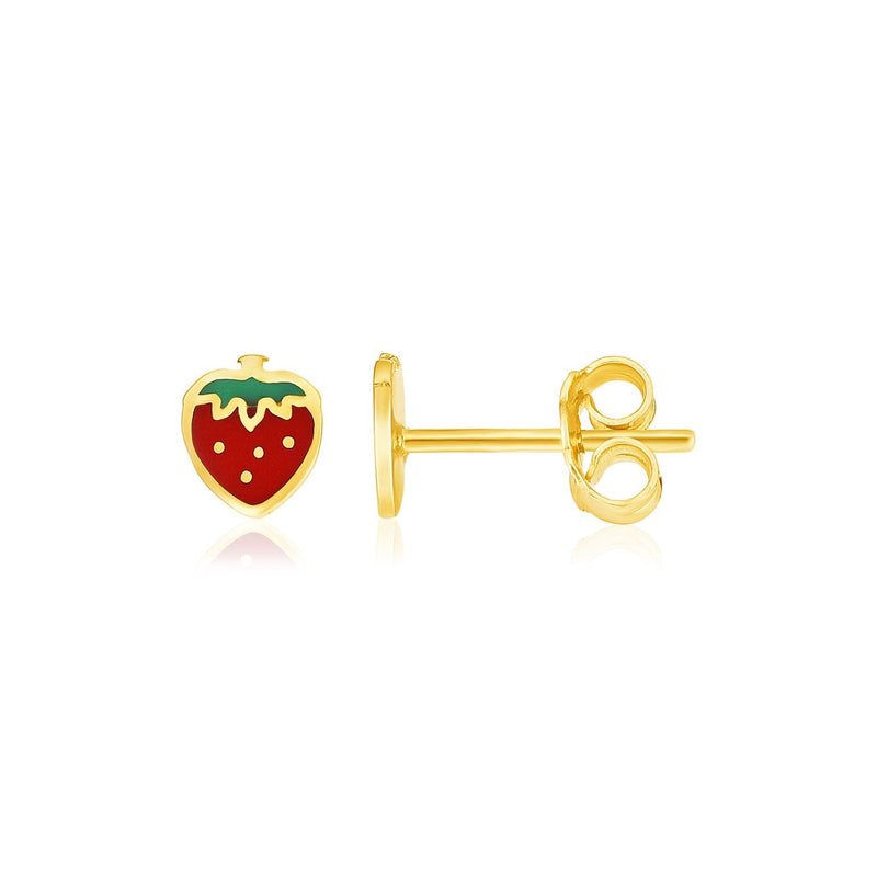 Bids.com 14k Yellow Gold Enameled Strawberry Childrens Earrings Earrings