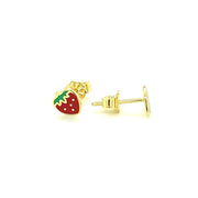Bids.com 14k Yellow Gold Enameled Strawberry Childrens Earrings Earrings