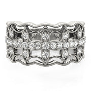 Bids.com Diamond Studded Four Leaf Clover Motif Ring in 14k White Gold (1/4 cttw) Rings