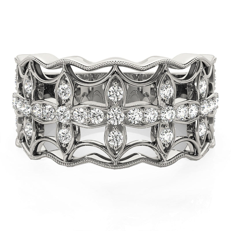 Bids.com Diamond Studded Four Leaf Clover Motif Ring in 14k White Gold (1/4 cttw) Rings