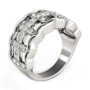 Bids.com Diamond Studded Four Leaf Clover Motif Ring in 14k White Gold (1/4 cttw) Rings