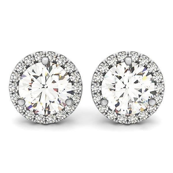 Bids.com 14k White Gold Round Prong Halo Style Earrings (1 cttw) Earrings
