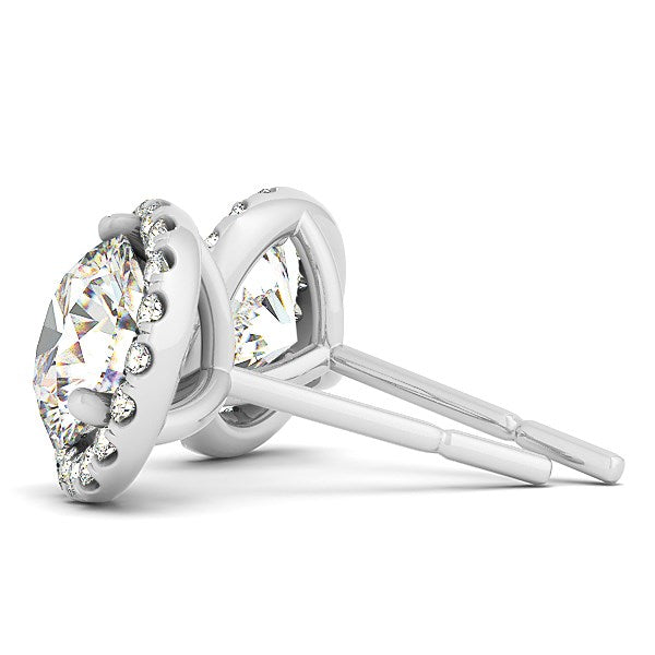 Bids.com 14k White Gold Round Prong Halo Style Earrings (1 cttw) Earrings