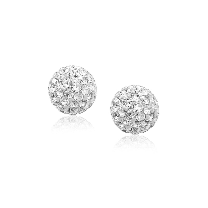 Bids.com 14k Yellow Gold Stud White Crystal Ball Earrings Earrings
