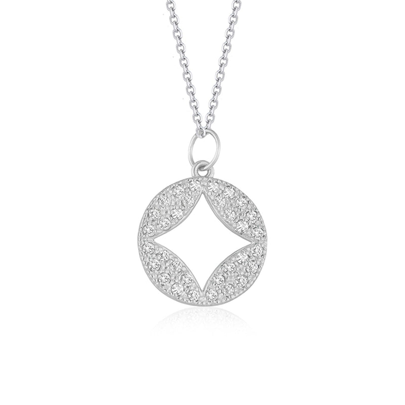 Bids.com 14k White Gold Diamond Studded Circle Pendant with Cut-out (1/3 cttw) Necklaces