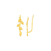 Bids.com Leafy Branch Motif Climber Earrings in 14k Yellow Gold Earrings