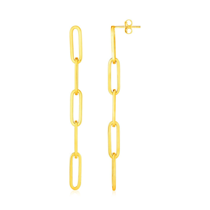 Bids.com 14K Yellow Gold Five Link Paperclip Chain Earrings Earrings