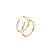 Bids.com 10k Tri-Color Gold Classic Hoop Earrings with Diamond Cut Details Earrings