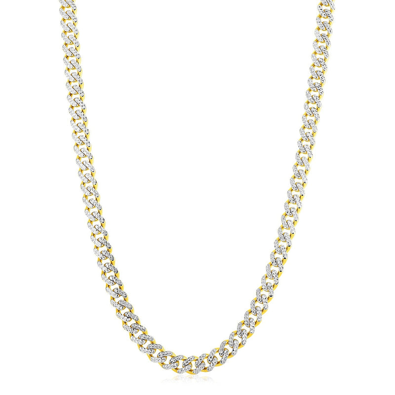Bids.com 14k Yellow Gold White Pave High Polish Modern Lite Miami Cuban Chain (8.0mm) Necklaces