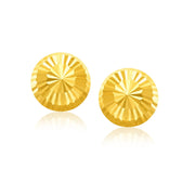 Bids.com 14k Yellow Gold Diamond Cut Flat Design Stud Earrings Earrings