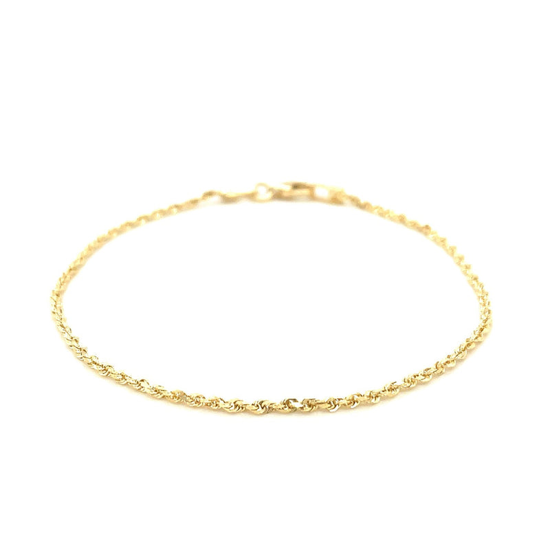 Bids.com 10k Yellow Gold Solid Diamond Cut Rope Bracelet 1.5mm Bracelets