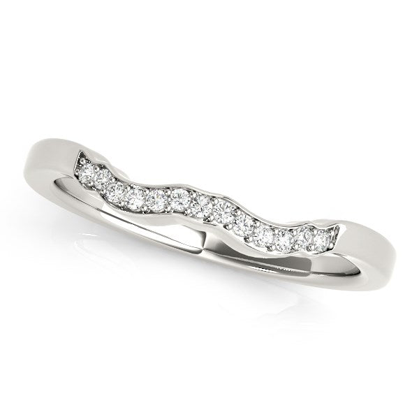 Bids.com 14k White Gold Wavy Style Diamond Wedding Ring (1/15 cttw) Rings