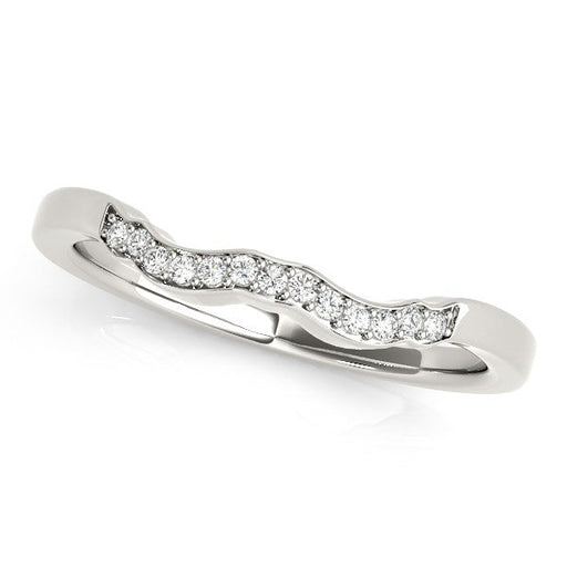 Bids.com 14k White Gold Wavy Style Diamond Wedding Ring (1/15 cttw) Rings
