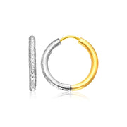 Bids.com 14k Two-Tone Gold Hoop Earrings with Textured Style Earrings