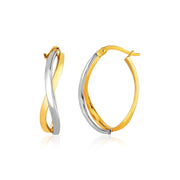 Bids.com 14k Two-Tone Gold Twisted Style Polished Hoop Earrings Earrings
