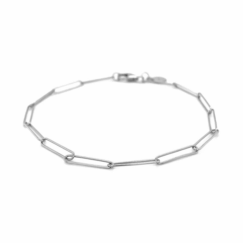 Bids.com 14k White Gold Wire Paperclip Bracelet (2.7mm) Bracelets